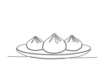 Vector continuous line drawing of hand bakpau vector illustration junk food single line hand drawn minimalism styleのイラスト素材
