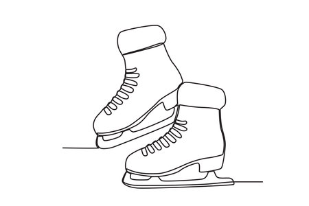 Continuous one line drawing of ice skates. Vector illustration.のイラスト素材