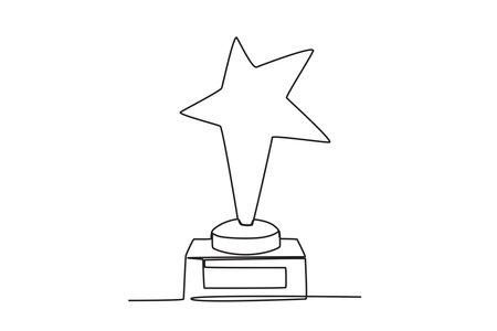 continuous line drawing of a star award on a white background.のイラスト素材
