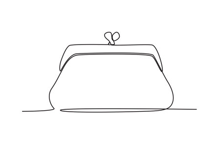 drawing of a purse in one continuous line, isolated on a white backgroundのイラスト素材