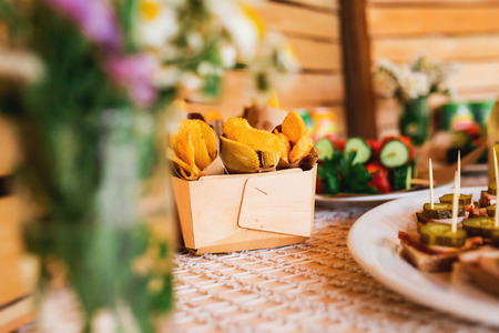 Chips in a boxの写真素材