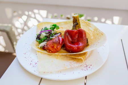 vegetables on the grillの写真素材