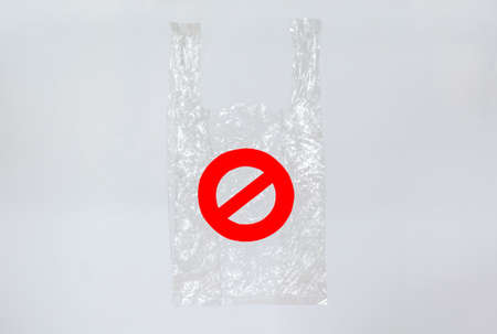 The symbol of the campaign to stop using plastic bag on white background. World environment day...
