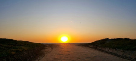 entrance to the largest beach in the worldの写真素材