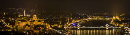 Budapest in the night, the Danube, the Parliament and the Buda Castleの写真素材