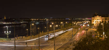 The Danube and the traffic in Budapestの写真素材