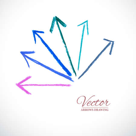 Vector colorful arrows. Vector design elements. Artistic arrow. Grunge abstract. Set color arrows.のイラスト素材