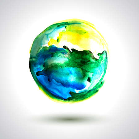 Vector watercolor handmade background. Vector mark. Colorful blot. Light  yellow and blue spot.のイラスト素材