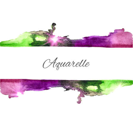 Vector watercolor splash background. Vector grunge  background. Watercolor texture. Vintage background. Violet and green blot. Sign board. Watercolor stampのイラスト素材