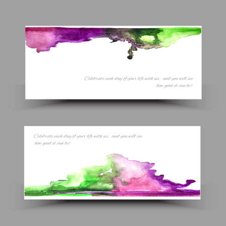 Vector watercolor set banners. Colorful abstract texture. Vector design elements. Painterly background. Vector watercolor splashのイラスト素材