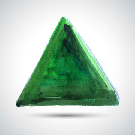 Watercolor handmade background. Vector mark. Colorful blot. Green spot. Watercolor New Year frame.  Hand drawn green triangle.のイラスト素材