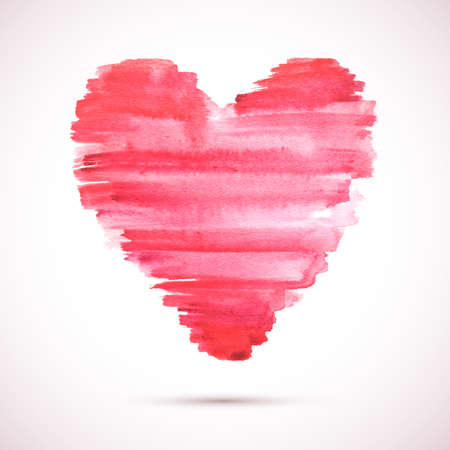 watercolor heart background. Colorful abstract texture. design elements. Vintage red heart. Love heart .のイラスト素材