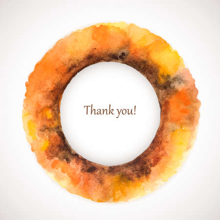 Vector watercolor holiday frame. Colorful drawing background. Yellow textute spot. Saturated handmade blot. Thanksgiving Dayのイラスト素材