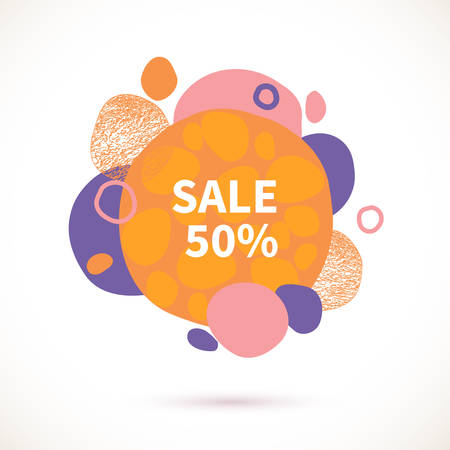 Vector colorful futuristic modern design. Abstract glitch template. Sale template. Discount banner. Shopping orange background.のイラスト素材