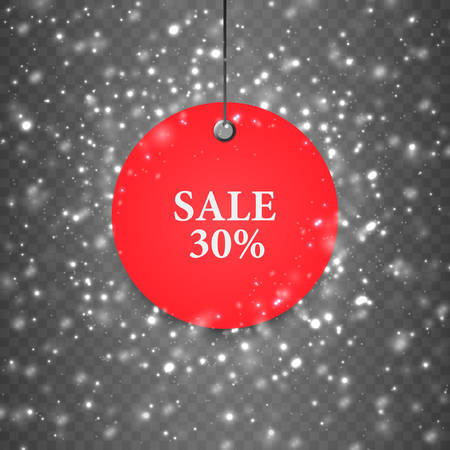 Sale banner on the winter background. Vector holiday sale.のイラスト素材