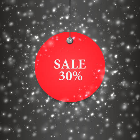 Sale banner on the winter background. Vector holiday sale.のイラスト素材