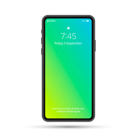 Isolated cell phone mockup. Vector phone illustration. Vector electronic device. Colorful phone template.の写真素材