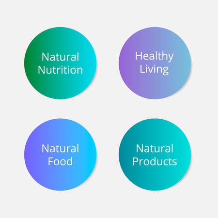 Healthy food eco stickers. Vector stickers set for food store and packaging. Natural food lable.のイラスト素材