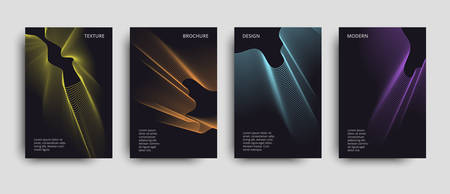 Vector minimalist covers design. Set of the vector modern brochures. Beautiful neon lines effect. Vector neon background.のイラスト素材