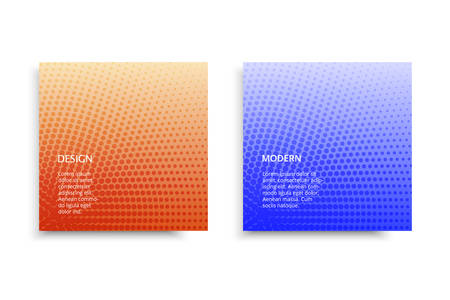 Vector set minimalist halftone covers design. Vector colorful halftone brochures. Modern grainy textured design background.のイラスト素材