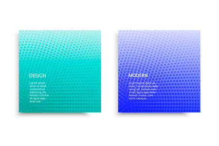Vector set minimalist halftone covers design. Vector colorful halftone brochures. Modern grainy textured design background.の写真素材