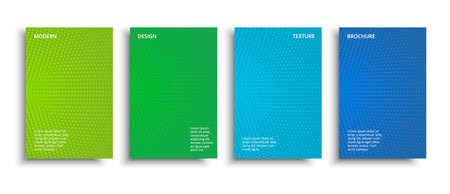 Vector set minimalist halftone covers design. Vector colorful halftone brochures. Modern grainy textured design background.の写真素材