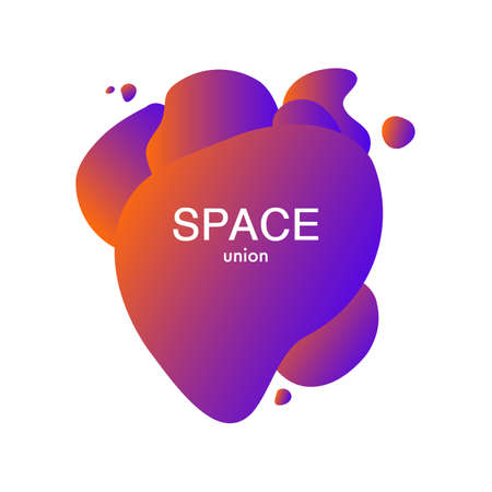 Vector fluid shape. Modern template for your text. Dynamical space colored. Orange violet gradient background.の写真素材