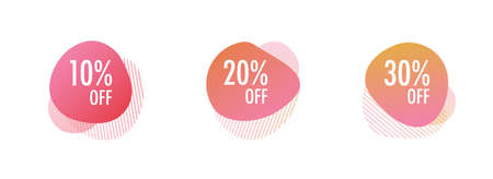 Vector sales templates. Set ot the sale bubbles.Vector set of sale offer bubbles. Price tag. Set of abstract modern graphic elements. Gradient abstract banners with flowing liquid shapes.の写真素材