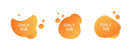 Vector set of sale offer bubbles. Price tag. New modern flow design elements. Yellow gradient.の写真素材
