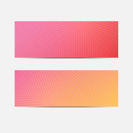Vector set of bright color banner in minimalist modern style. Empty colorful templates. Trendy geometric design. Vector half tone effect.のイラスト素材
