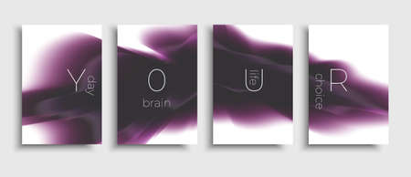 Set of brochure with liquid shapes composition. Vector modern design brochure. Flow abstract design. Purple template.のイラスト素材