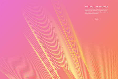 Abstract pink gradient landing page. Fluid distorted grid. Futuristic dynamical background.のイラスト素材