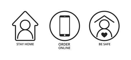 Isolated icon set on white background.のイラスト素材