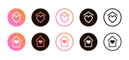 Social media set self-isolation icons stay home.のイラスト素材