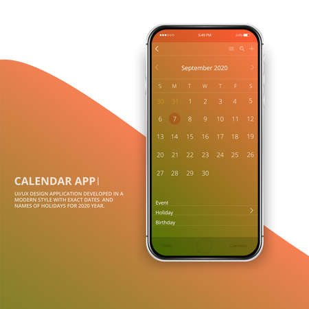 User interface design. Mobile calendar app.のイラスト素材