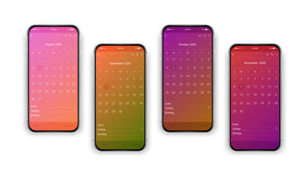 Isolated, realistic, colorful, set of cell phones.のイラスト素材