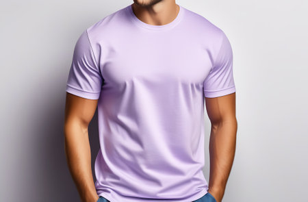 Male t-shirt mockup template on white background, front viewの素材