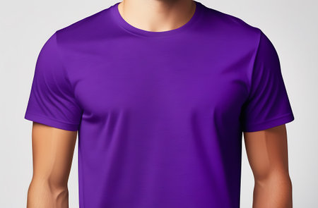Blank purple t-shirt mockup, front view. 3D renderingの素材