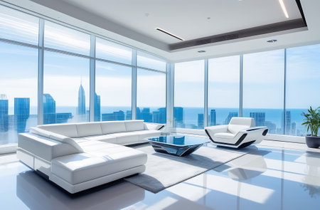modern bright interiors 3d rendering illustration - computer generated imageの素材