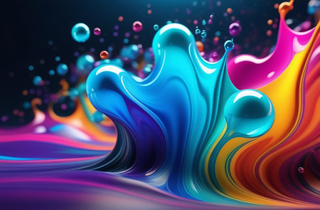 3d rendering of abstract colorful background. Colorful liquid splash.の素材