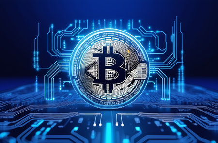 Bitcoin crypto coin money digital background. Generative AIの写真素材