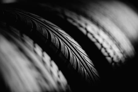 Tire stack background. Selective focus.の写真素材