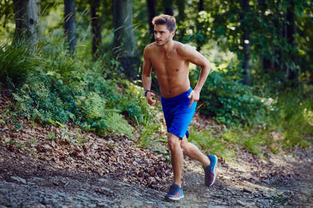 Trail running in the mountainsの写真素材