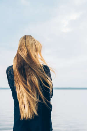 Young woman looking at distanceの写真素材