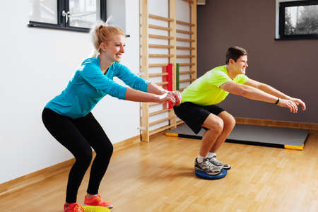 Young people in a proprioception training