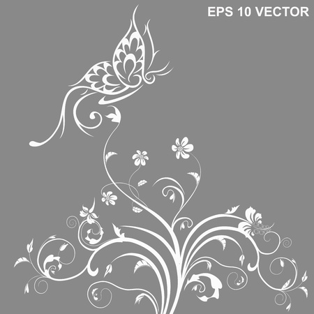 butterfly and flowerのイラスト素材