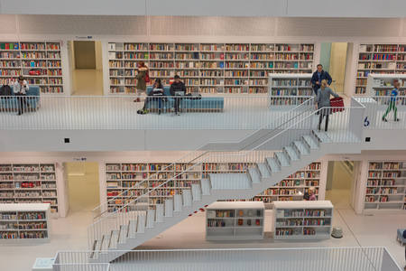 Stuttgart, Germany - 12 Mar 2018 Interior of Stuttgart Bibilothekのeditorial素材