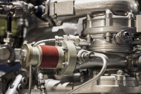 Element of engine. Motor details close up