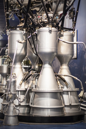 Rocket engines inside. Space technologies close up.