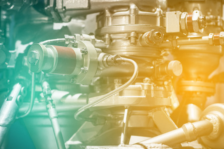 Colorful engineering background with details of complex metal systems